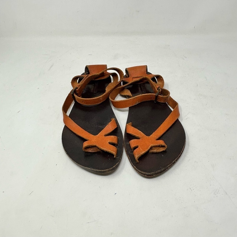 SELARIA RICHARDS Women’s Brown Leather Toe Wrap Ankle Strap Sandals Brazil Sz 35